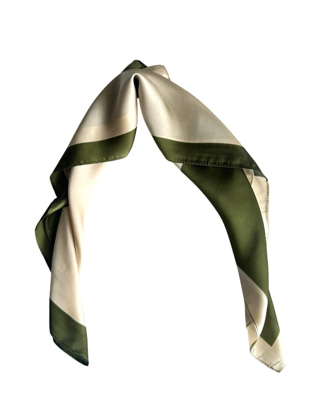 ✨Silky Satin Scarf Bandana Soft Luxury neck wrap luxurious Accessory Green Beige - Picture 3 of 6